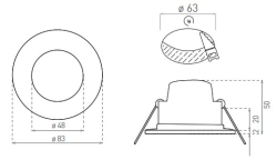 LED svítidlo podhledové 5W 3000K kulaté plast 63 mm